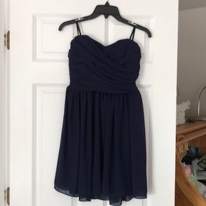 strapless sweetheart neck semi-formal dress